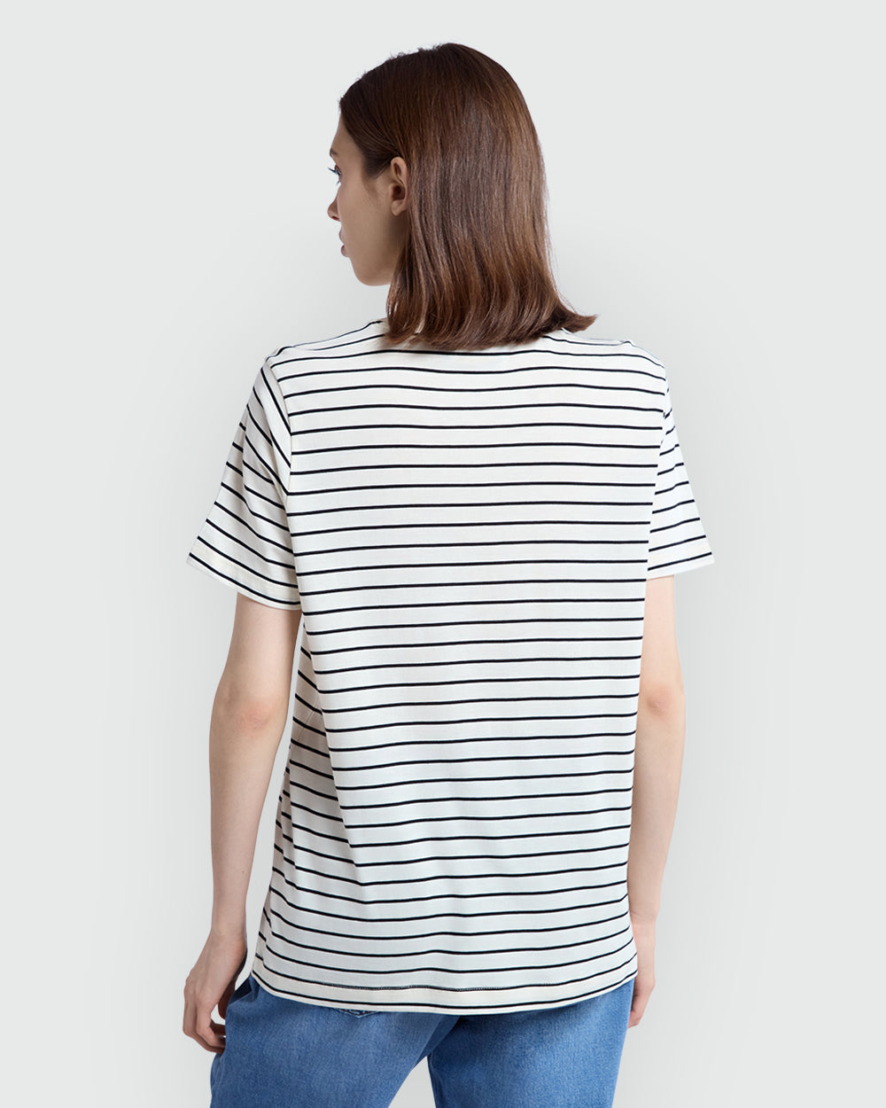 OVS Supima Cotton Tee In Panna/Black White/Black / L