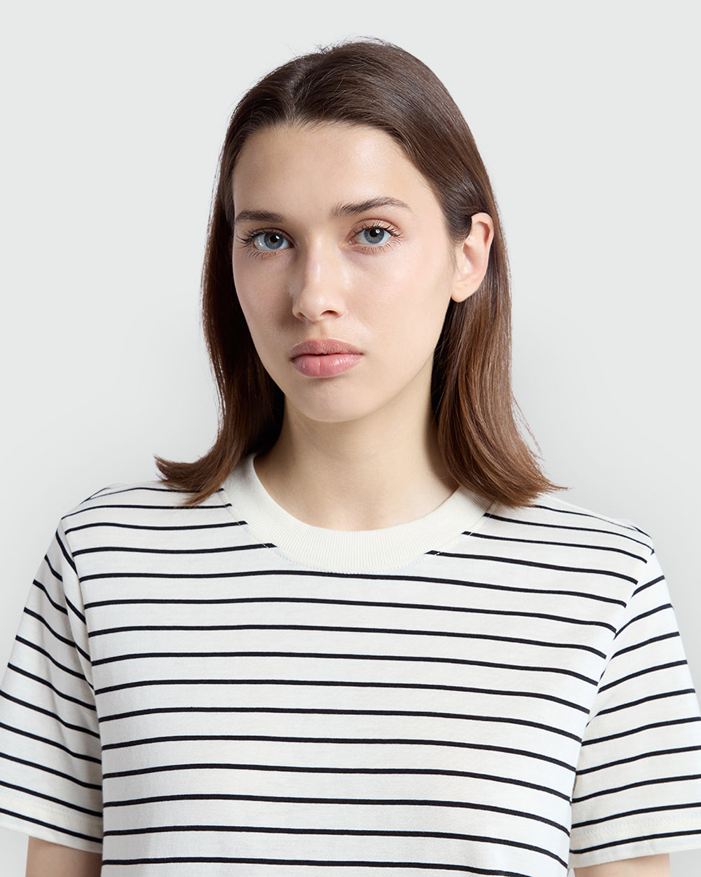 OVS Supima Cotton Tee In Panna/Black White/Black / L