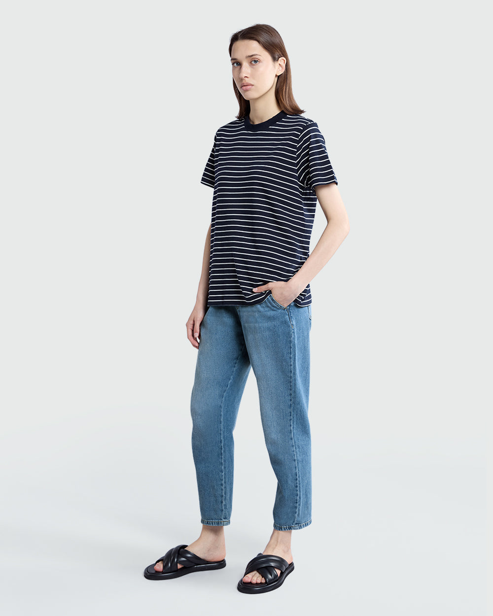 Supima Cotton Navy Tee By OVS Blue/White / L