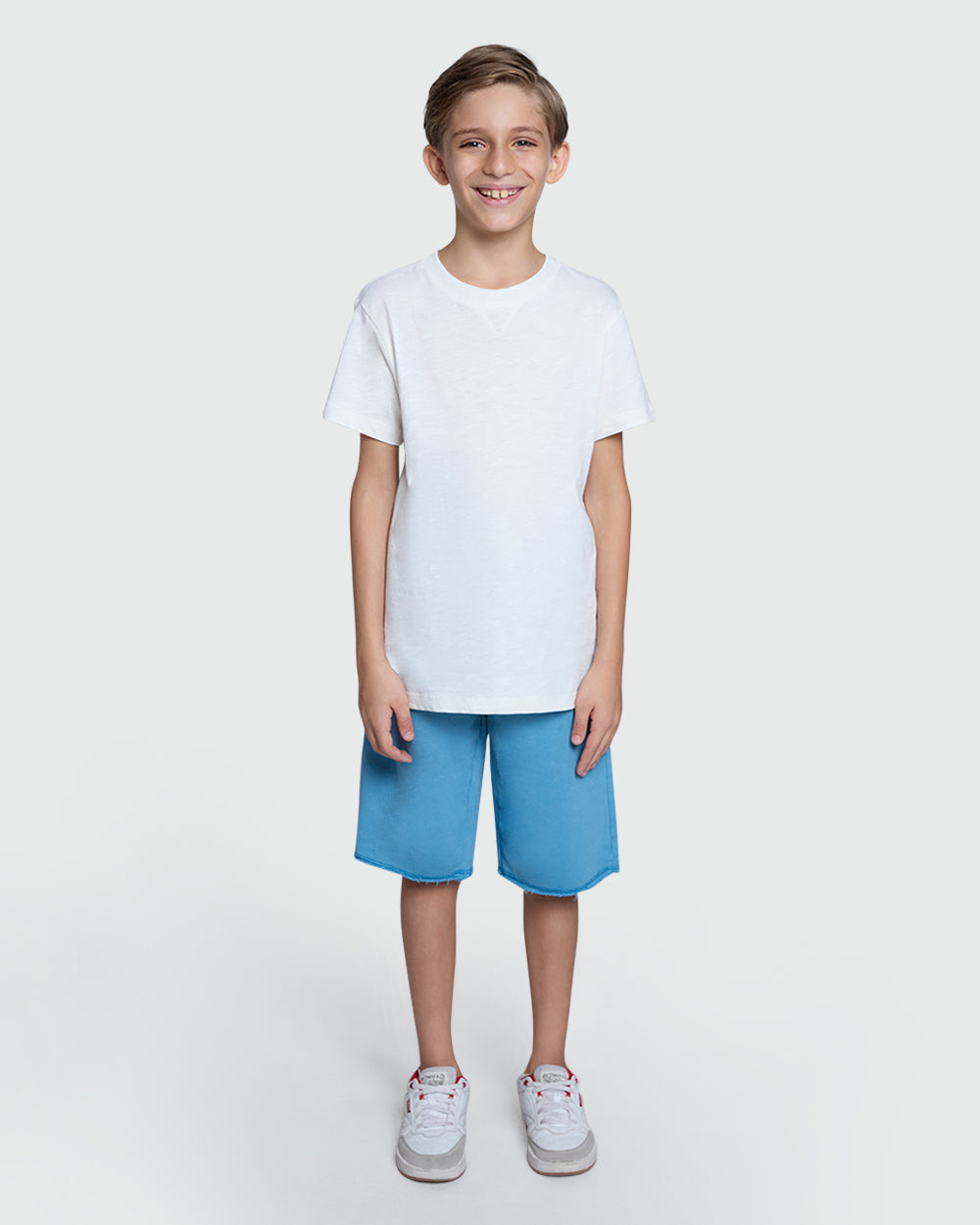 White Cotton Short Sleeve T-Shirt For Children BLANC DE BLANC / 9-10 Years