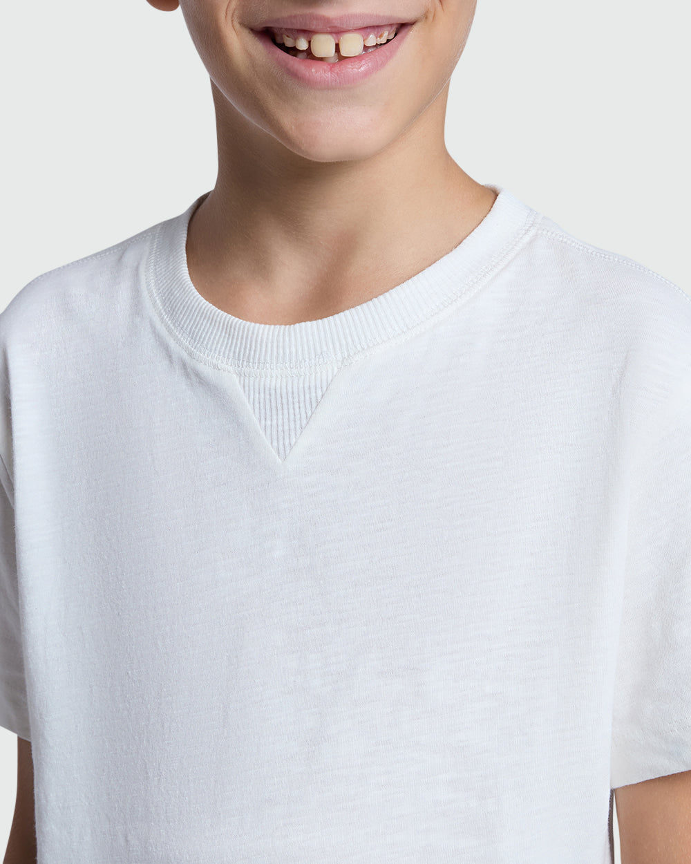 White Cotton Short Sleeve T-Shirt For Children BLANC DE BLANC / 9-10 Years