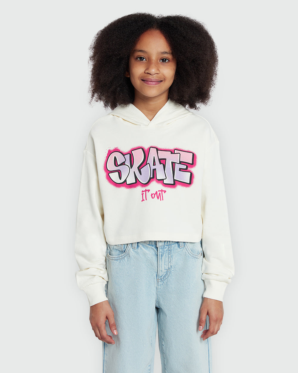 OVS Marshmallow Hooded Sweatshirt For Girls White / 10-11 Y