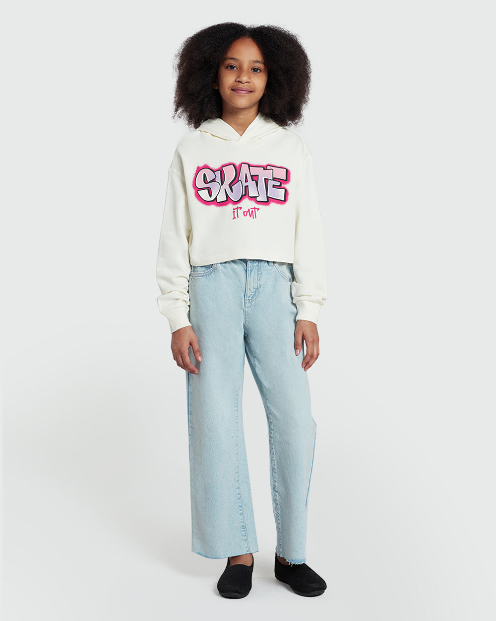 OVS Marshmallow Hooded Sweatshirt For Girls White / 10-11 Y
