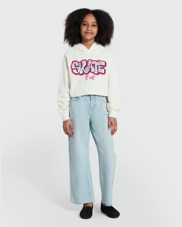 OVS Marshmallow Hooded Sweatshirt For Girls White / 10-11 Y