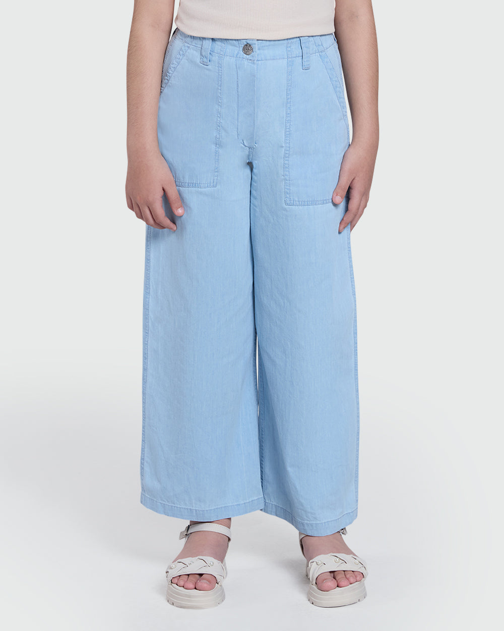 OVS Light Blue Chambray Pants – Girls Azure / 10-11 Y