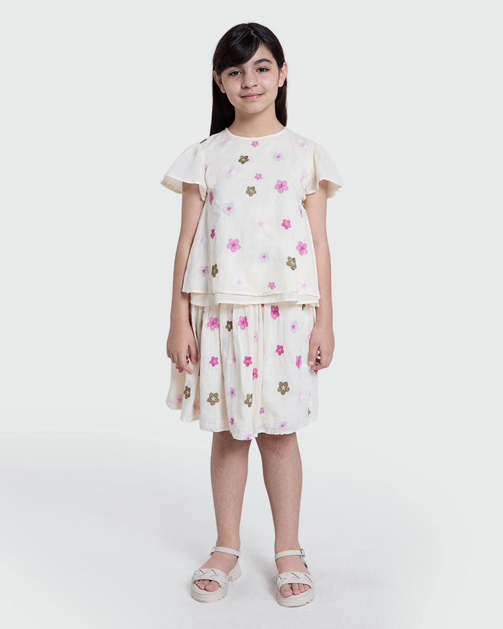 OVS Embroidered Shorts In Gardenia White White / 9-10 Y