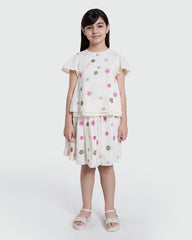 OVS Embroidered Shorts In Gardenia White White / 9-10 Y