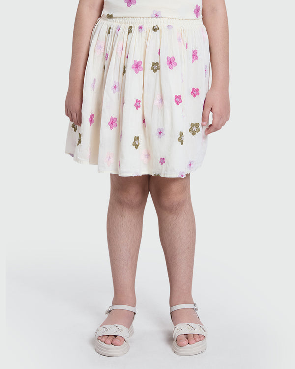 OVS Embroidered Shorts In Gardenia White White / 9-10 Y