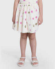 OVS Embroidered Shorts In Gardenia White White / 9-10 Y