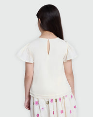 Cotton Blouse With Small Flowers Embroidery GARDENIA / 9-10 Years