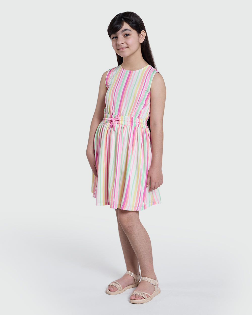 OVS Multicolour Striped Dress For Girls Multicolour Striped / 9-10 Y