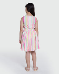 OVS Multicolour Striped Dress For Girls Multicolour Striped / 9-10 Y