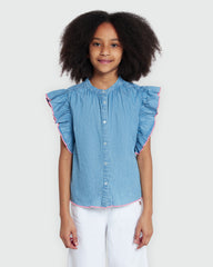 Light Blue Denim Blouse – OVS Girls’ Pick Azure / 9-10 Y