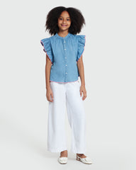 Light Blue Denim Blouse – OVS Girls’ Pick Azure / 9-10 Y