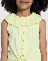 OVS Yellow Tank Top With Embroidery For Girls Yellow / 9-10 Y