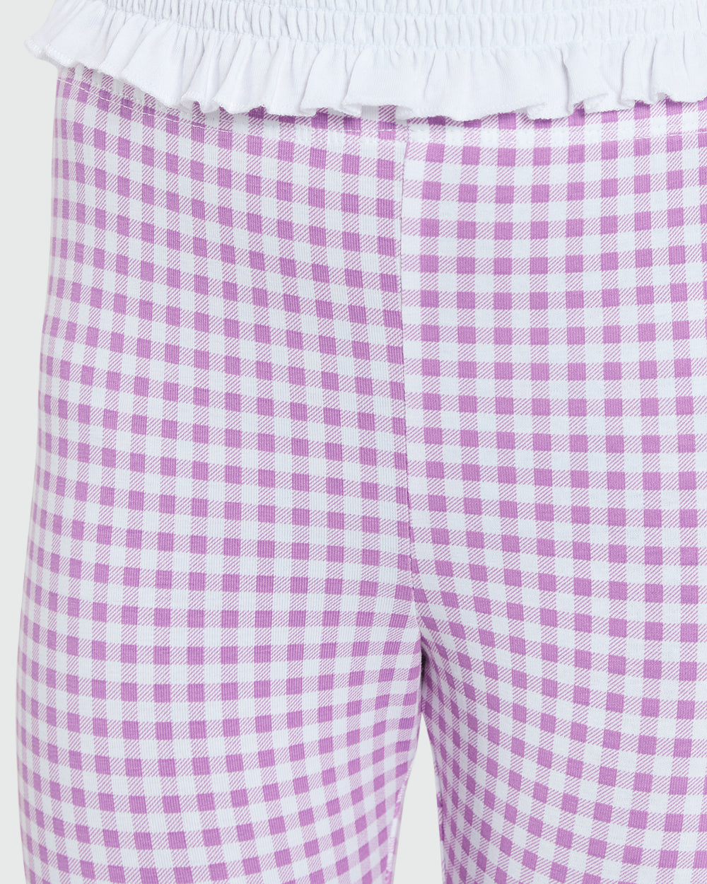 Three-Quarter Leggings In Stretch Cotton WHITE/PINK CHECK / 9-10 Years