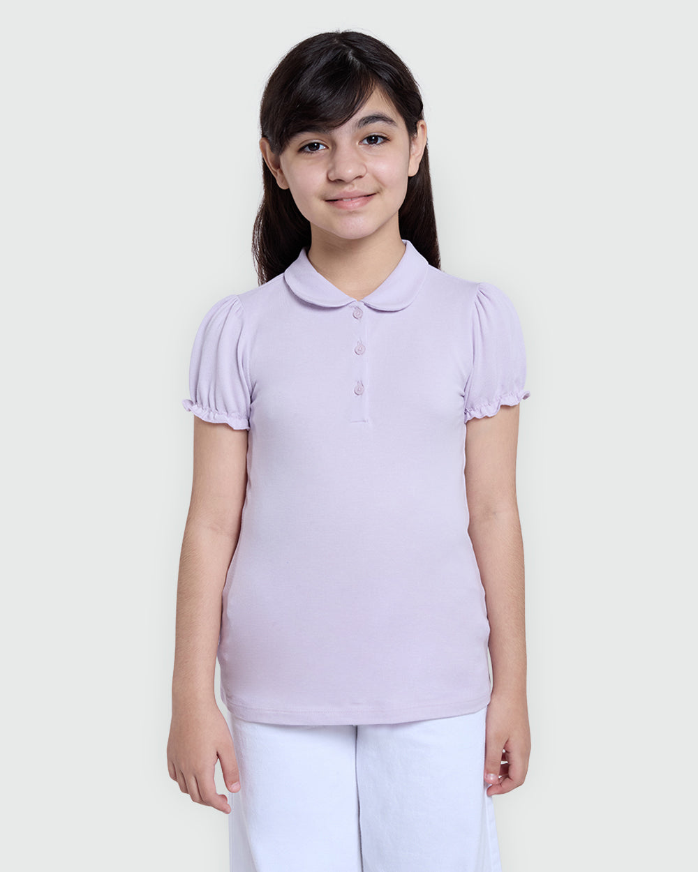 Polo Shirt In Piquet With Puff Sleeves ORCHID PETAL / 9-10 Years