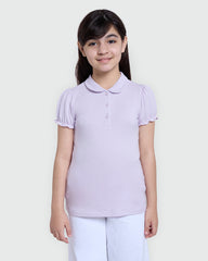 Polo Shirt In Piquet With Puff Sleeves ORCHID PETAL / 9-10 Years
