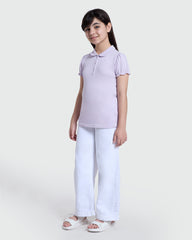 Polo Shirt In Piquet With Puff Sleeves ORCHID PETAL / 9-10 Years