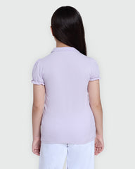 Polo Shirt In Piquet With Puff Sleeves ORCHID PETAL / 9-10 Years