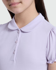 Polo Shirt In Piquet With Puff Sleeves ORCHID PETAL / 9-10 Years