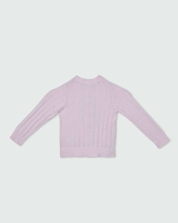 Cardigan In Pointelle Cotton LIGHT PINK / 24-30 Months