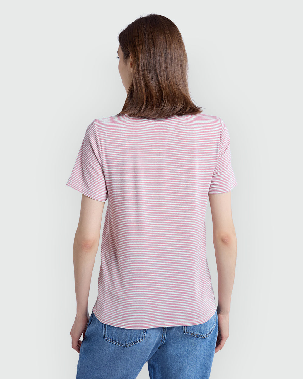OVS Striped Short Sleeve Tee In Panna & Pink White/Pink / M