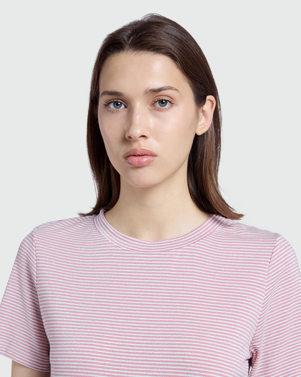 OVS Striped Short Sleeve Tee In Panna & Pink White/Pink / M