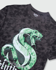 Tie-Dye Cotton T-Shirt With Harry Potter Print GUNMETAL / 13 Years