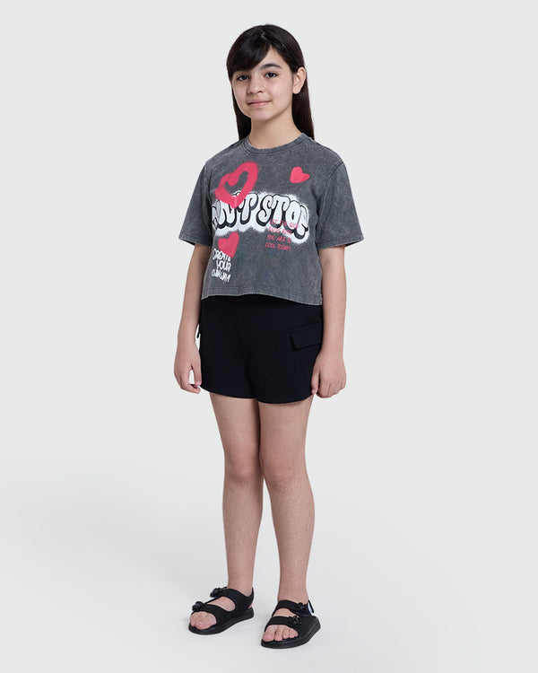 OVS Cargo Shorts For Girls – Black Beauty Black / 10-11 Y