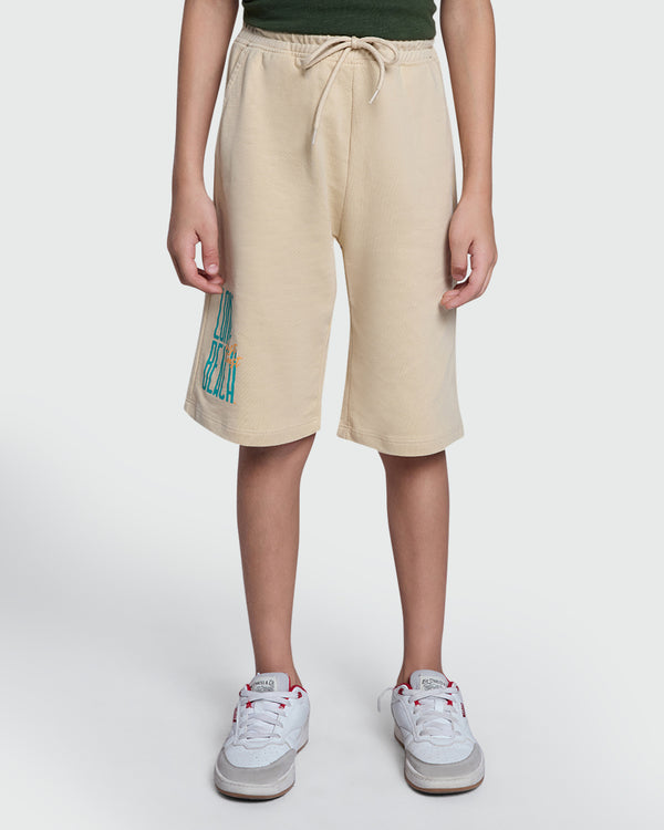Brown Rice Cotton Shorts For Boys By OVS Brown / 11 Y