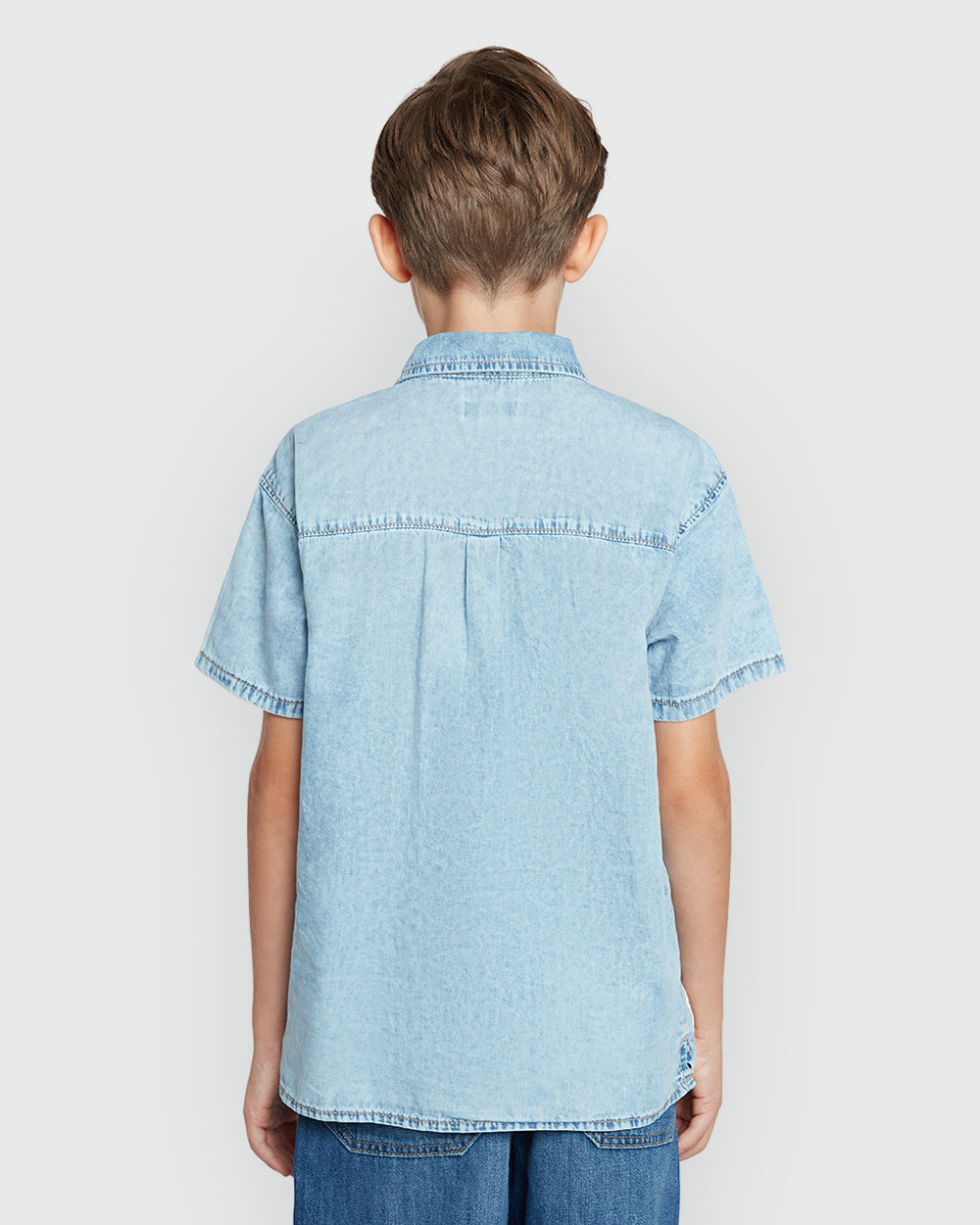 Boys' OVS Short Sleeve Shirt In Light Blue Azure / 9-10 Y