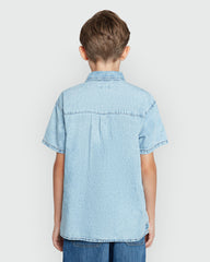 Boys' OVS Short Sleeve Shirt In Light Blue Azure / 9-10 Y