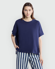 OVS Short Sleeve Oversized Tee In Navy Blue Blue / S/M