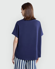 OVS Short Sleeve Oversized Tee In Navy Blue Blue / S/M