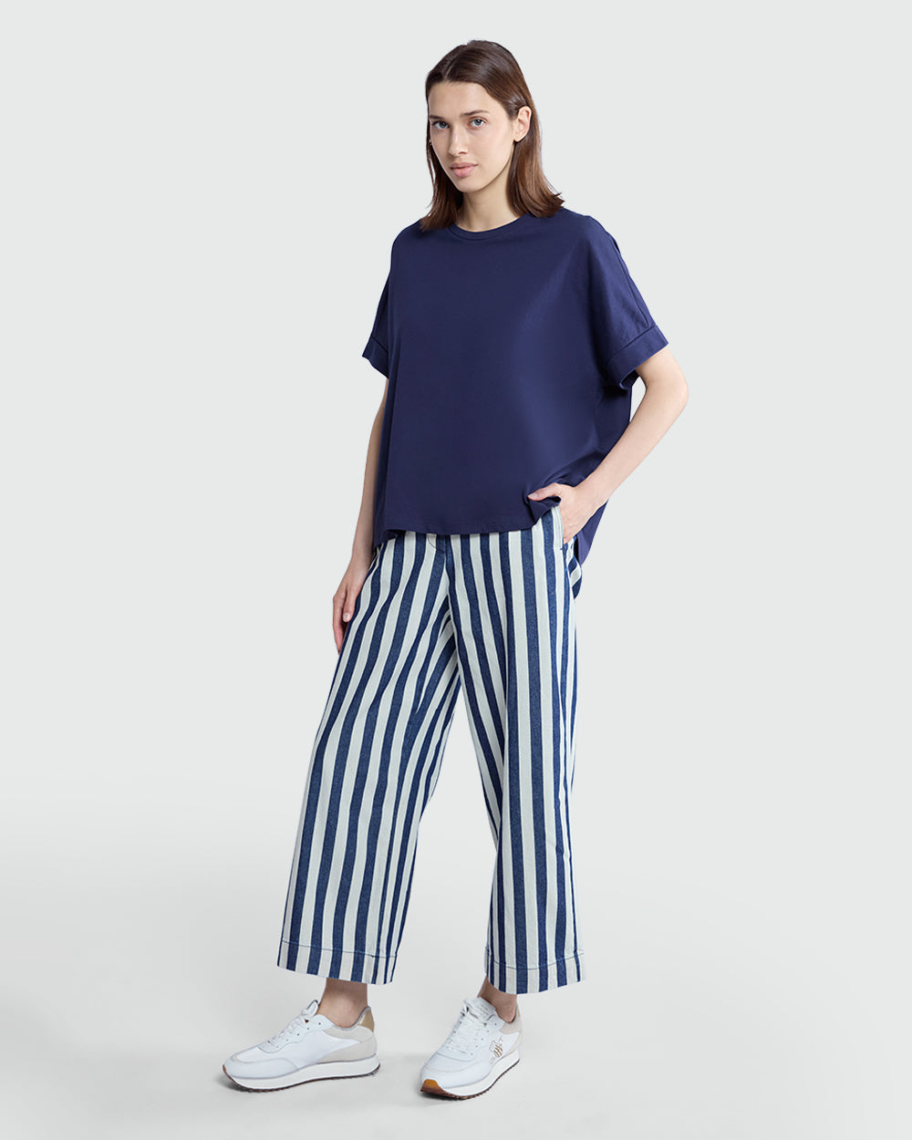 OVS Short Sleeve Oversized Tee In Navy Blue Blue / S/M