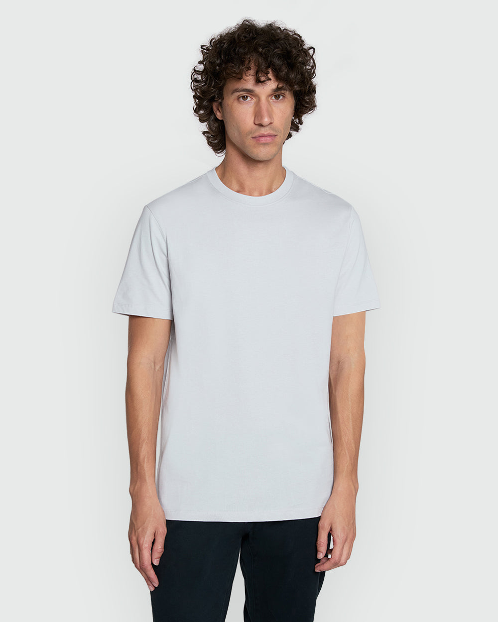 Pearl Blue Crew Neck Tee For Men – OVS Grey / L