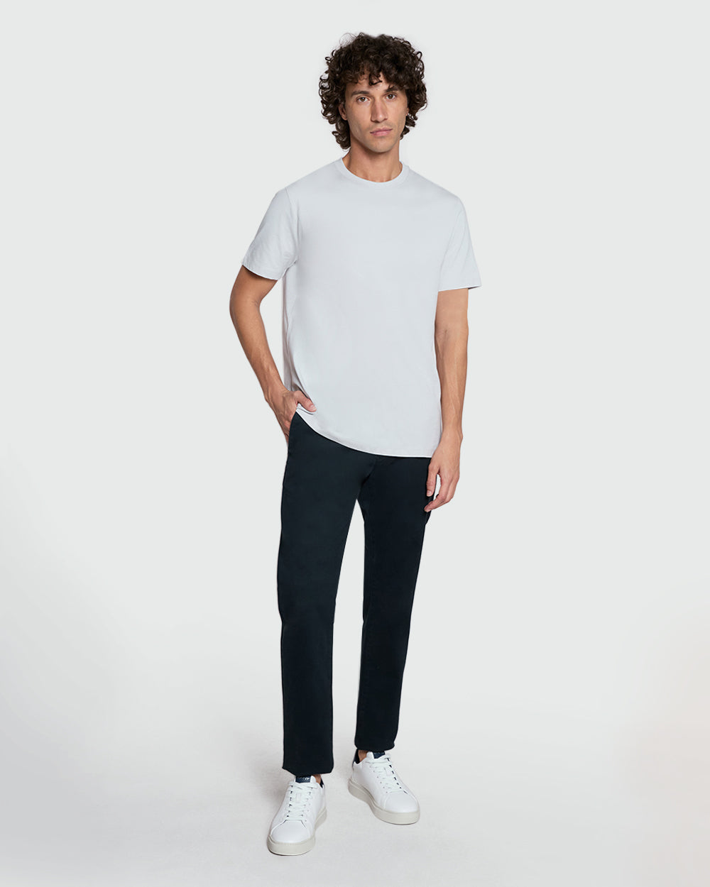 Pearl Blue Crew Neck Tee For Men – OVS Grey / L