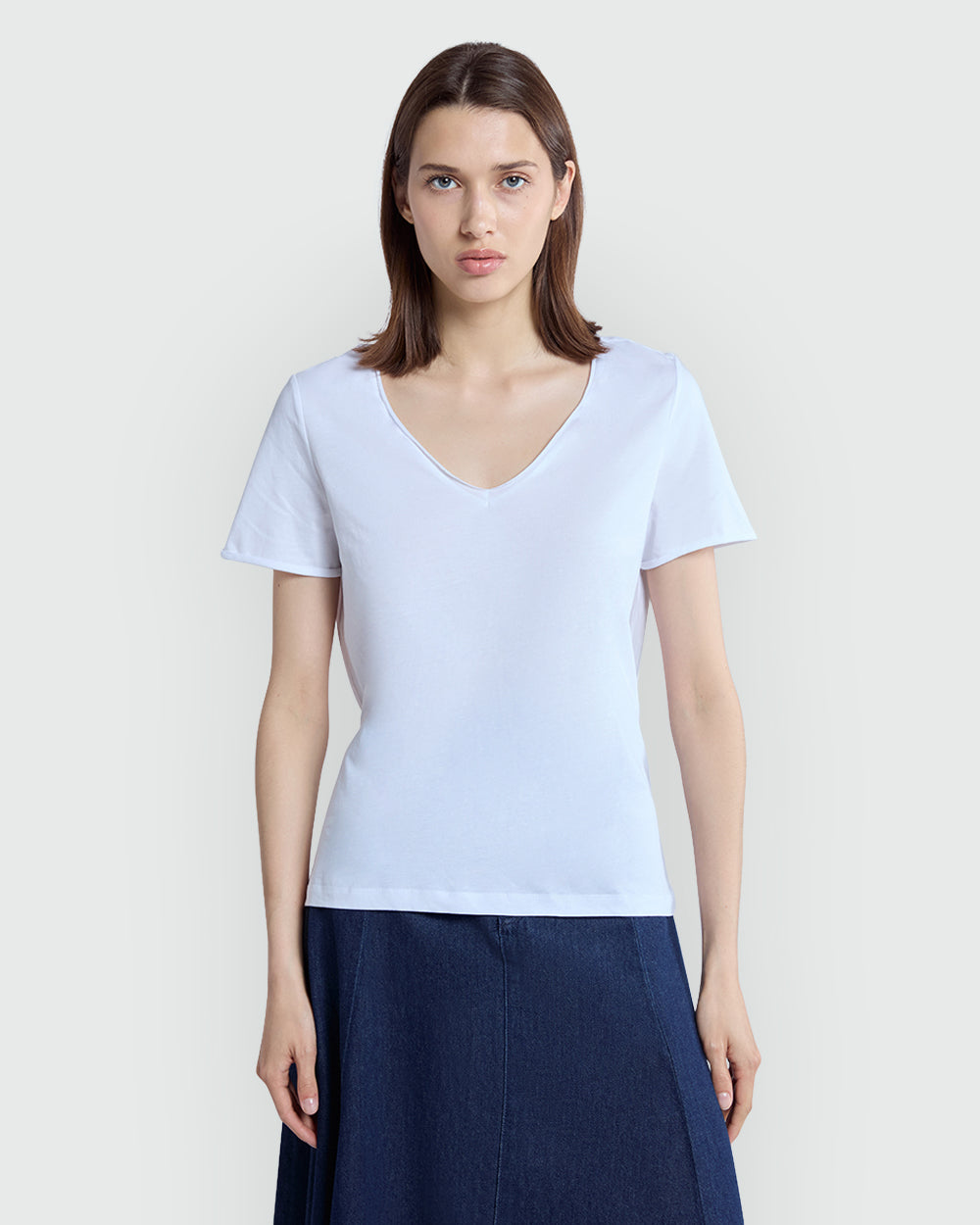 OVS V-Neck Tee In Optical White – Relaxed Fit White / M