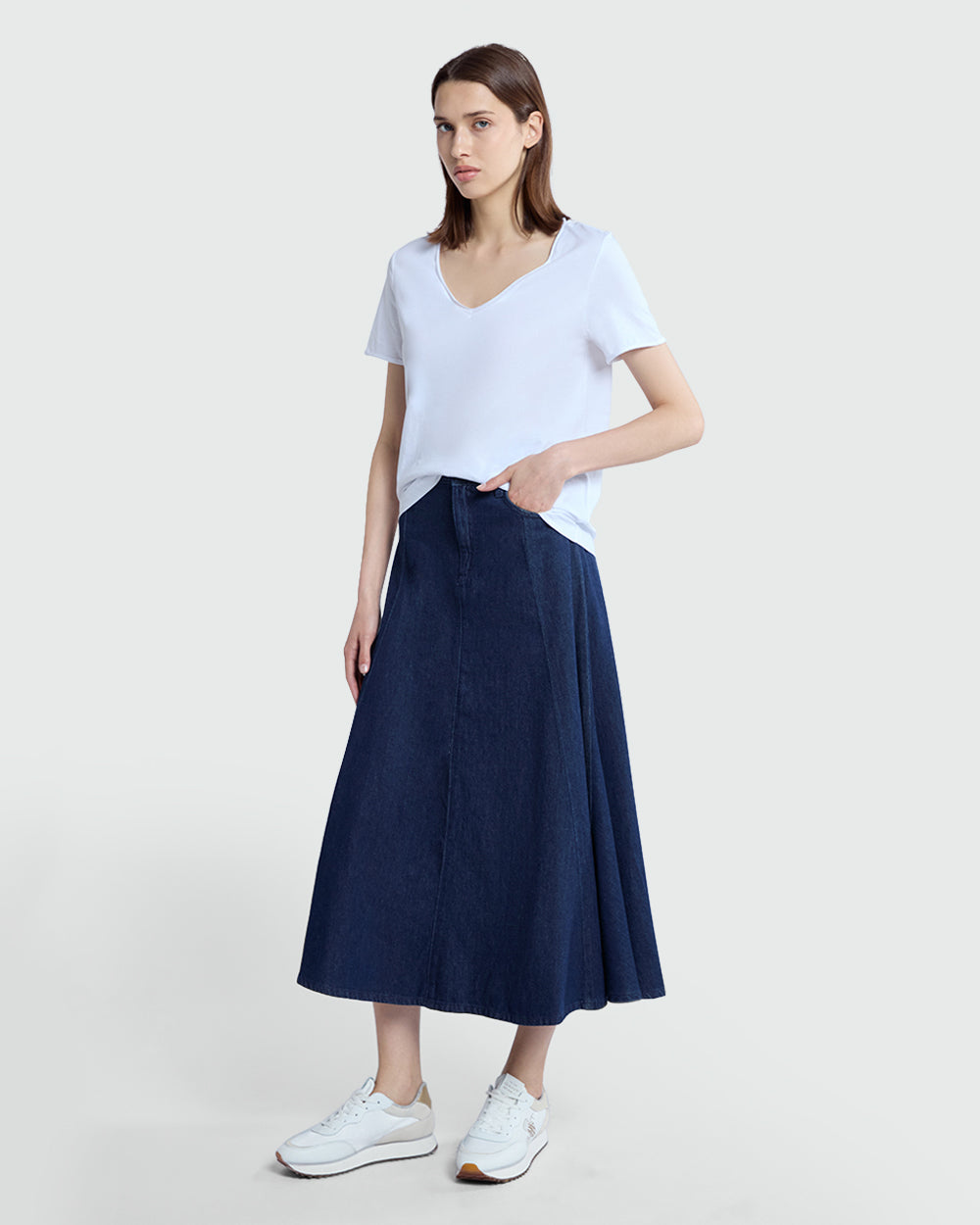 OVS V-Neck Tee In Optical White – Relaxed Fit White / M