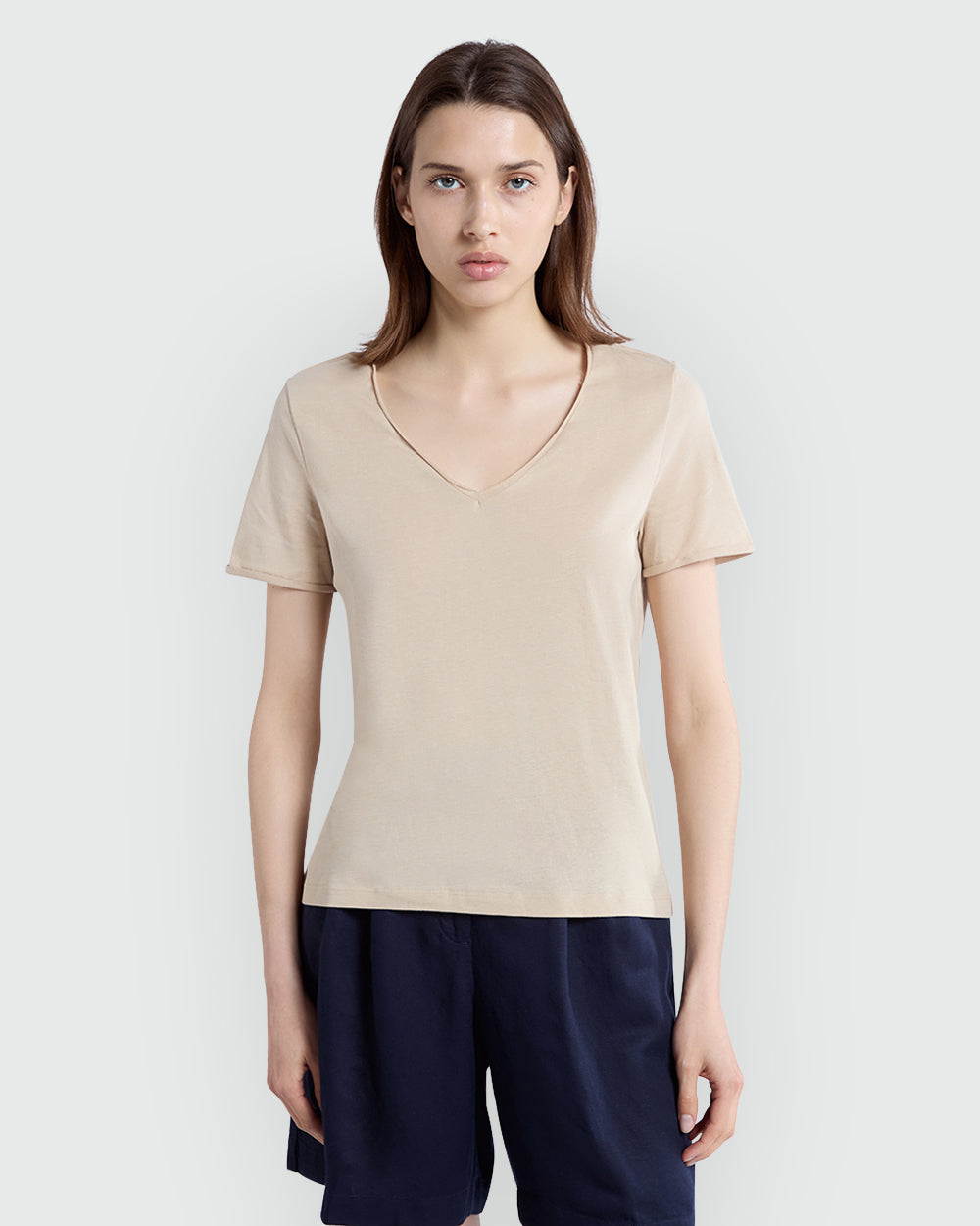 V-Neck Tee In Summer Sand – OVS Woman Grey / M