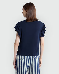 Navy Ruffle Tank For Women – OVS Style Blue / M