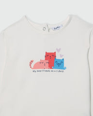 Ovs Long-Sleeved T-Shirt With Kittens Print White / 24-36M