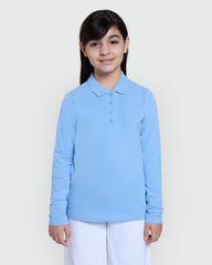 OVS Girls’ Long Sleeve Polo In Placid Blue Azure / 9-10 Y