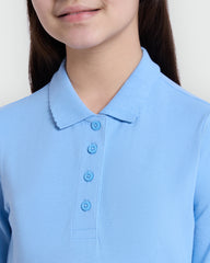 OVS Girls’ Long Sleeve Polo In Placid Blue Azure / 9-10 Y