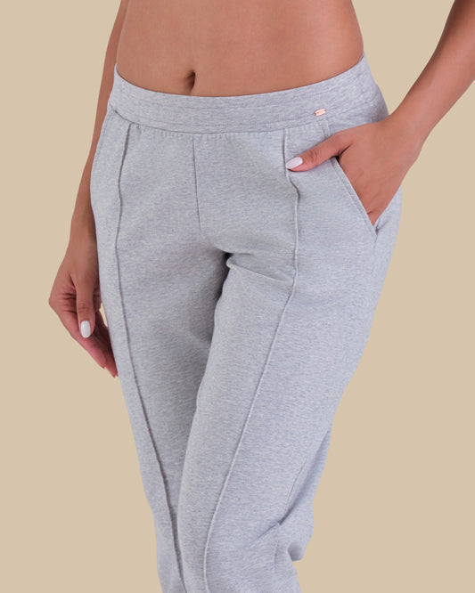 SKINNY JOGGER PANTS STONE GREY MELANGE / 36