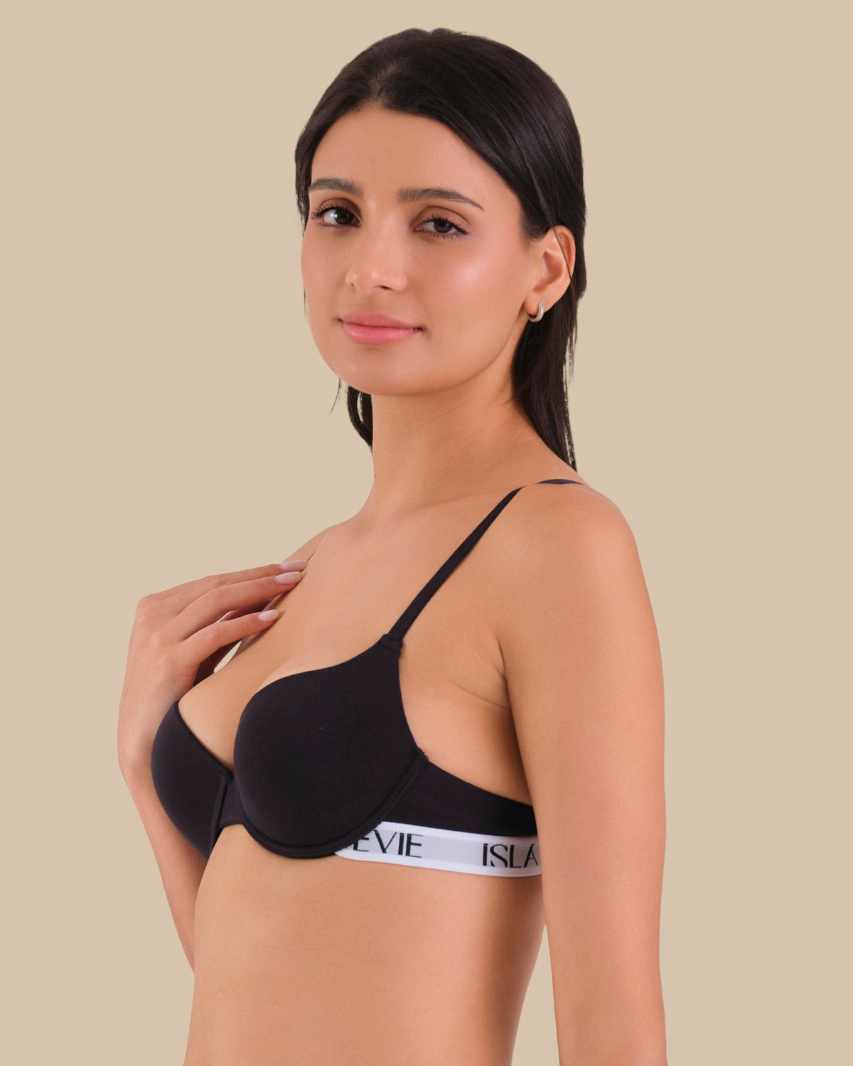 ISLA & EVIE BLACK T-SHIRT PUSHUP BRA BLACK BEAUTY / 34B