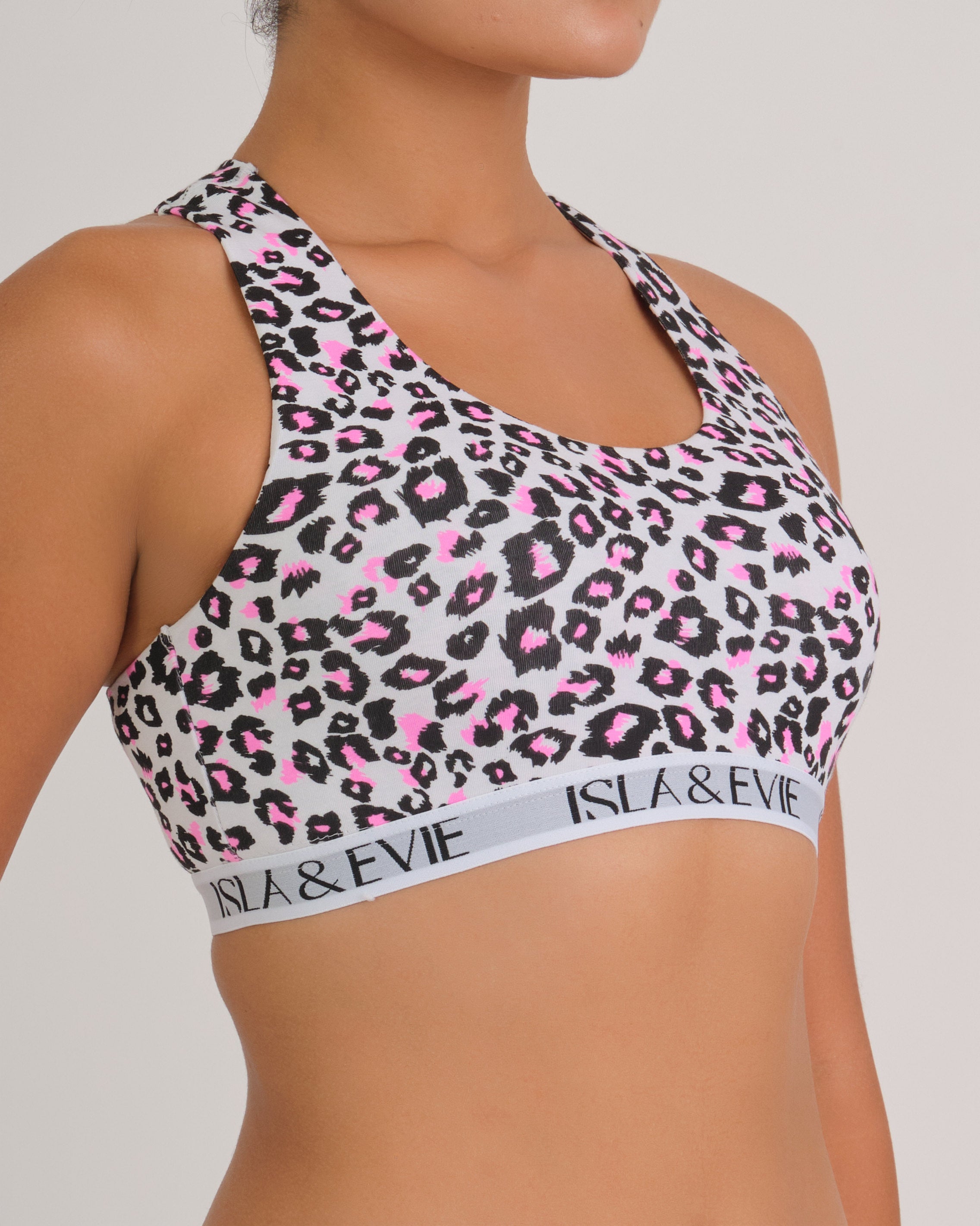 Logo Band Bra Top PINK LEOPARD / MED