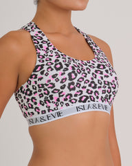 Logo Band Bra Top PINK LEOPARD / MED