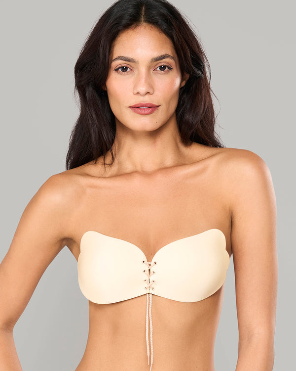 Secret Weapons Lace Up Bra NUDE / D Cup